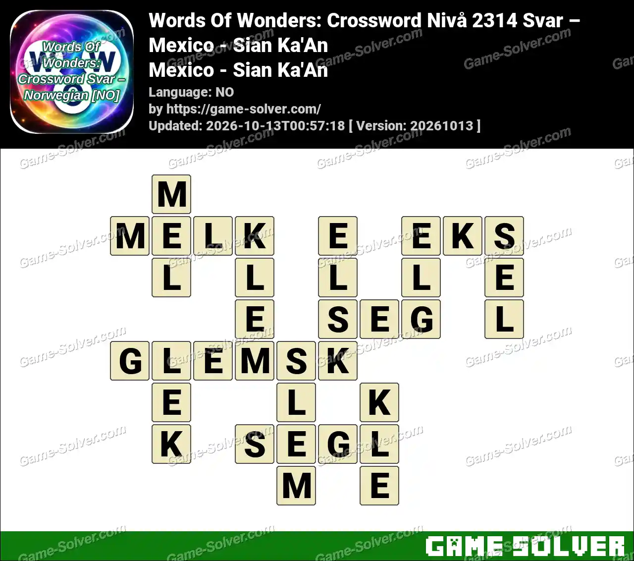 Words Of Wonders: Crossword Nivå 2314 Svar – Mexico – Sian Ka’An